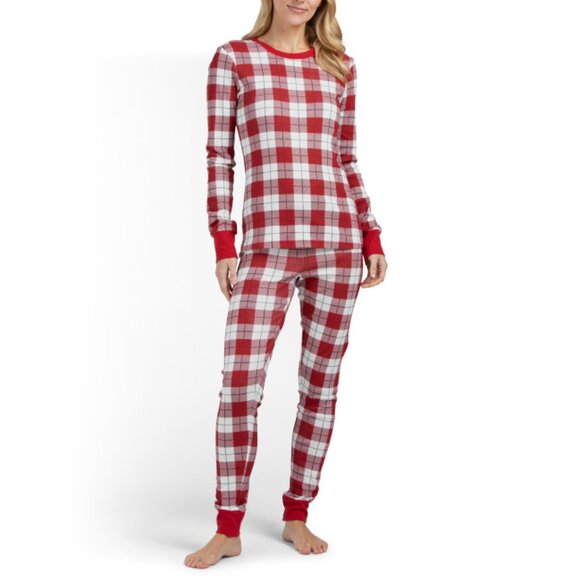 PETIT LEM Red Organic Cotton Holiday Plaid Pajama Set - Picture 1 of 1